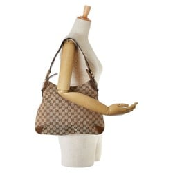 Gucci GG Canvas Horsebit Bag 145826 Beige Brown Leather Women's GUCCI