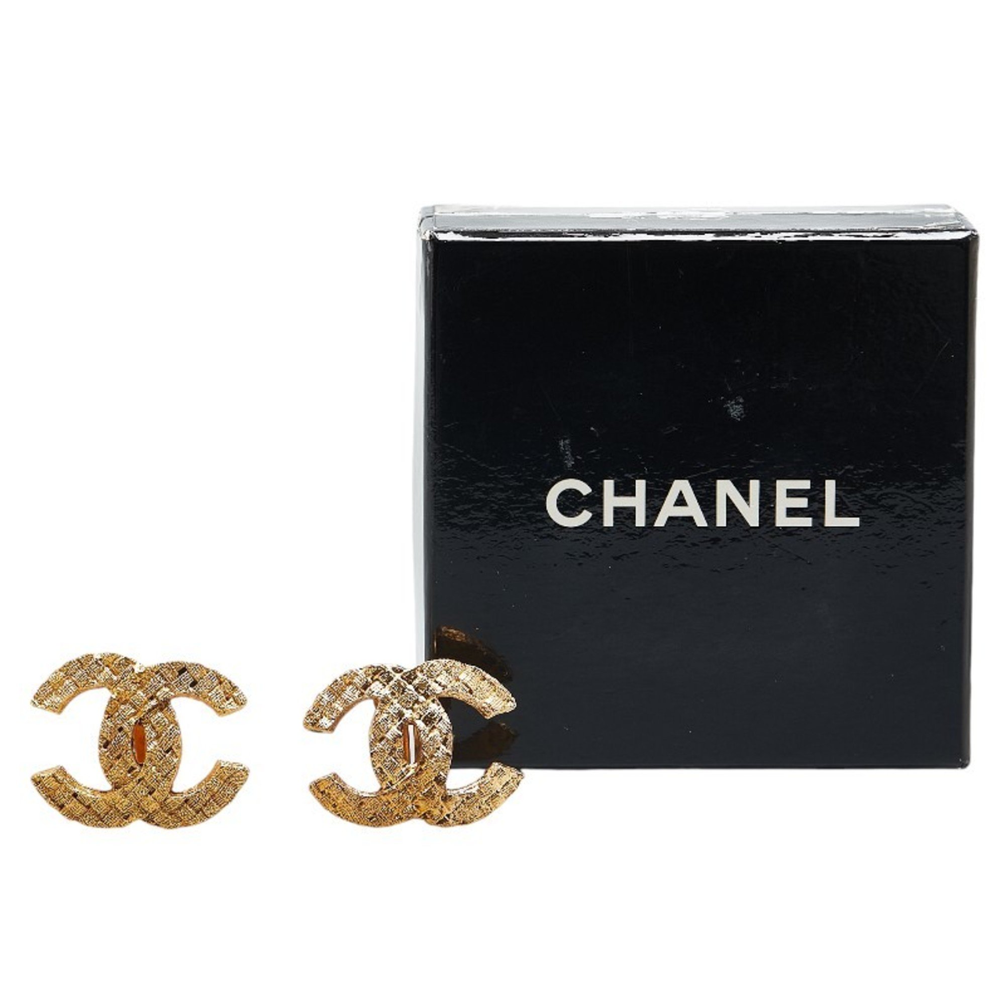 Chanel Coco Mark Earrings Gold Plated Women's CHANEL