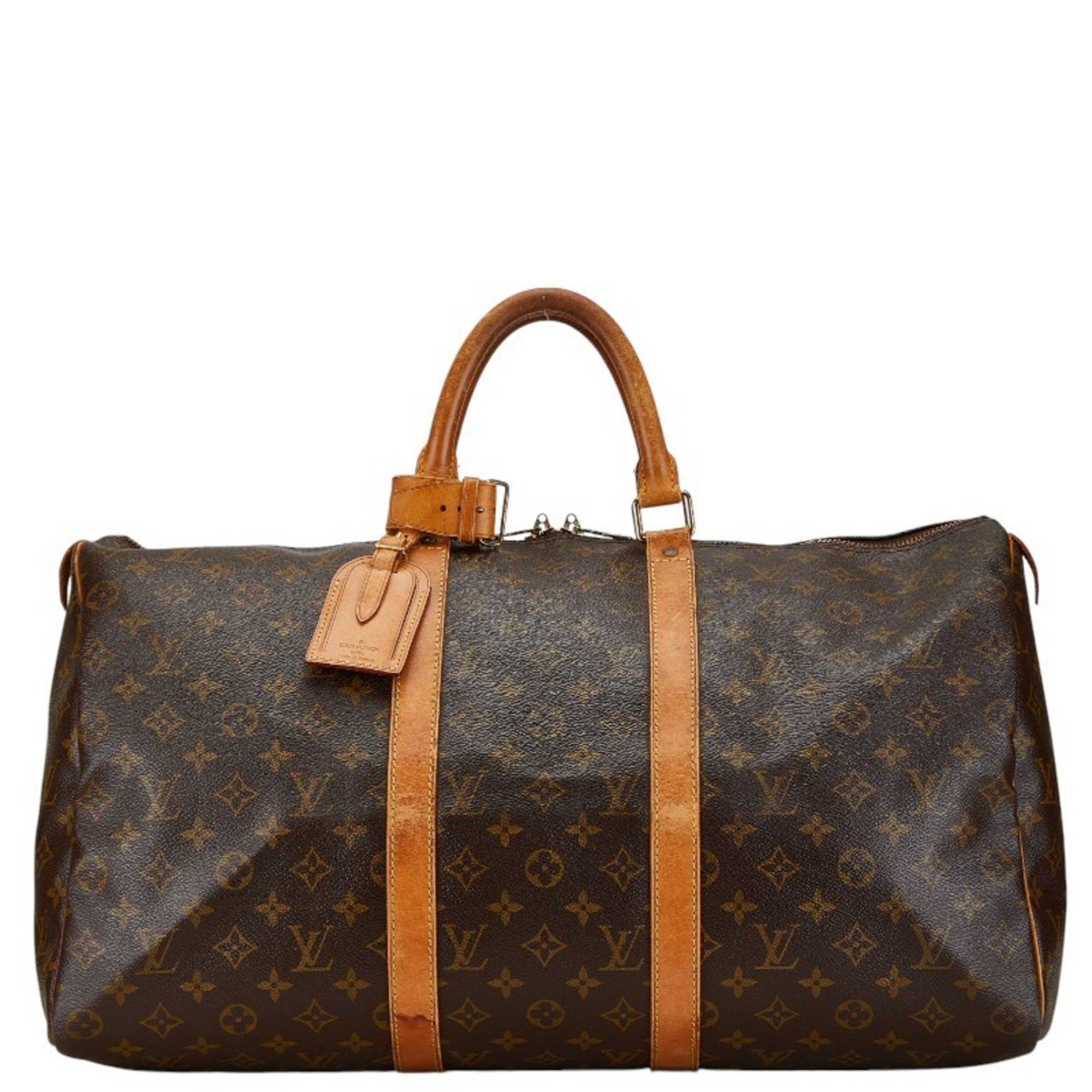 Louis Vuitton Monogram Keepall 50 Boston Bag Travel M41426 Brown PVC Leather Women's LOUIS VUITTON