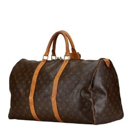 Louis Vuitton Monogram Keepall 50 Boston Bag Travel M41426 Brown PVC Leather Women's LOUIS VUITTON