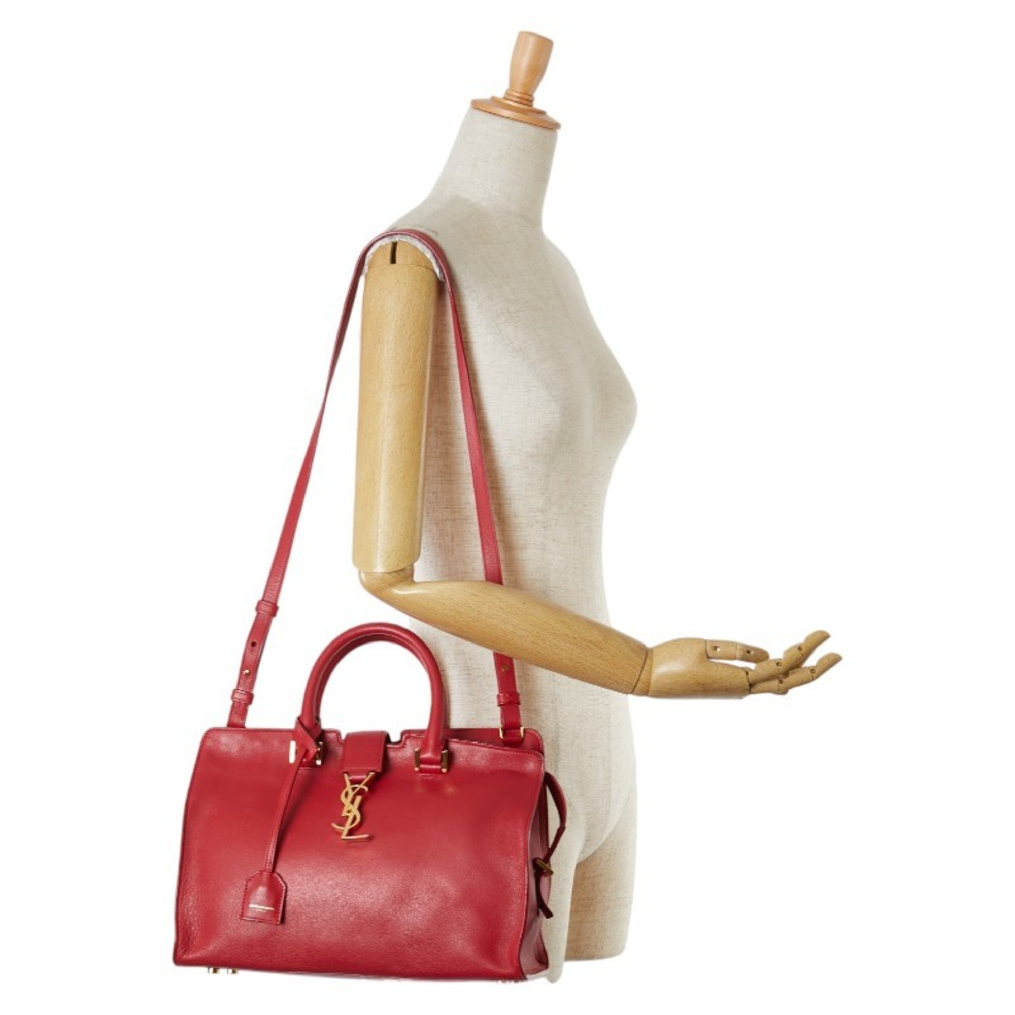 Saint Laurent YSL Baby Cabas Handbag Shoulder Bag 394461 Red Leather Women's SAINT LAURENT