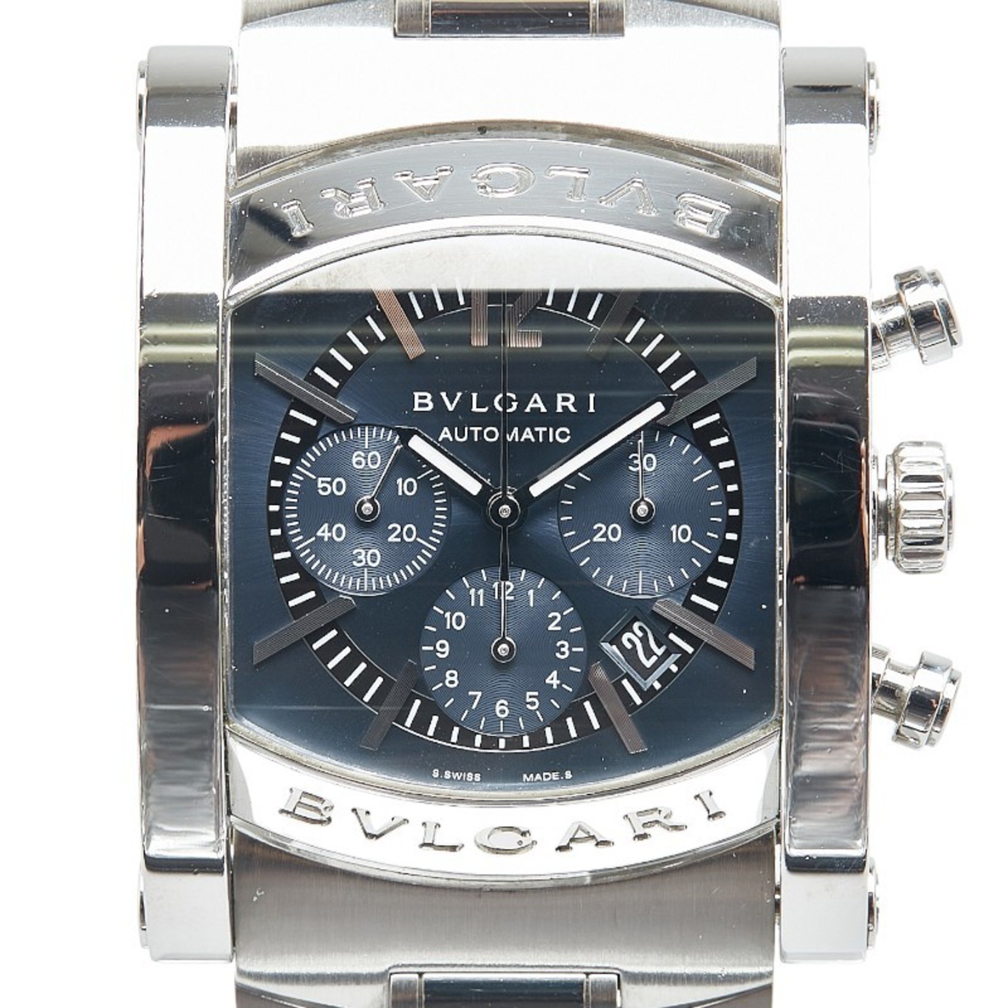 BVLGARI Ashoma Watch A4SCH Automatic Navy Dial Stainless Steel Men's