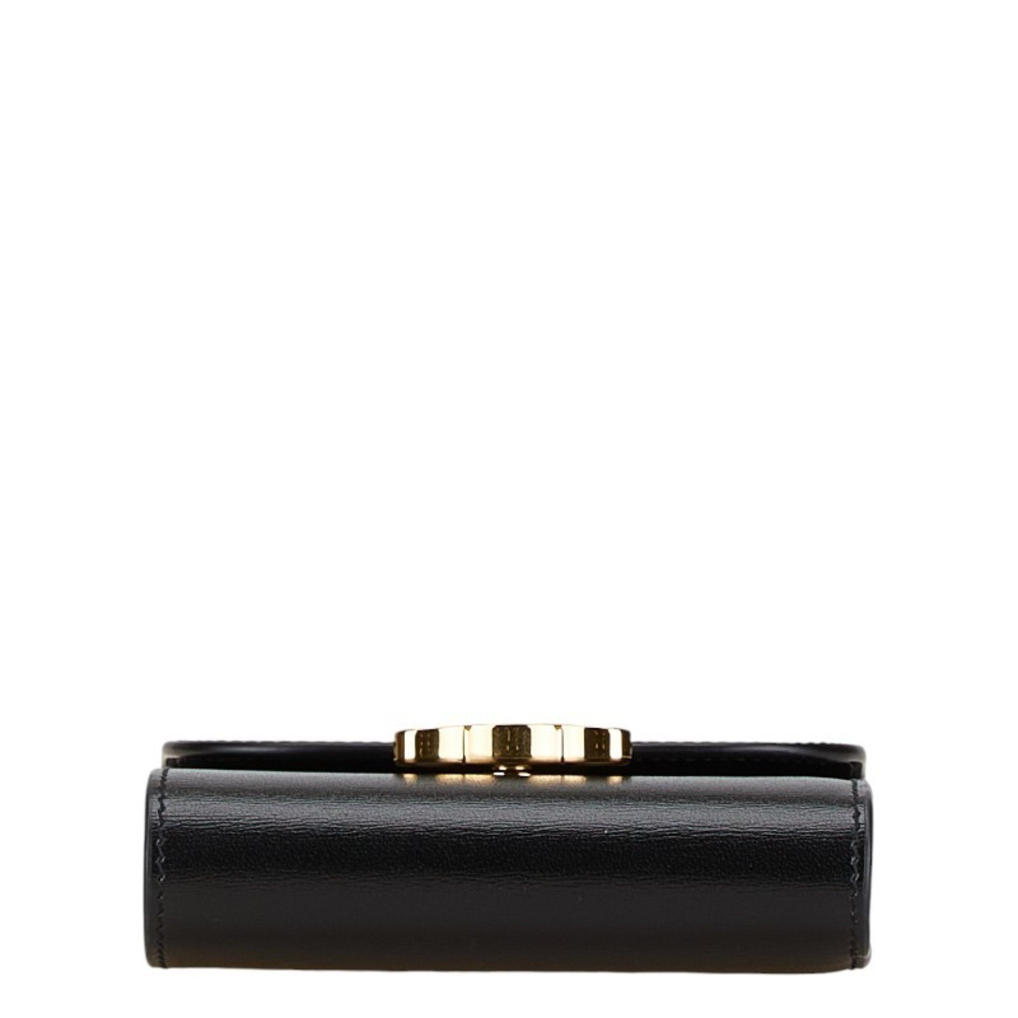 Celine Triomphe Bi-fold Wallet Black Gold Leather Women's CELINE