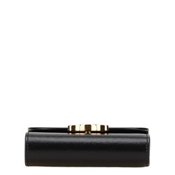 Celine Triomphe Bi-fold Wallet Black Gold Leather Women's CELINE