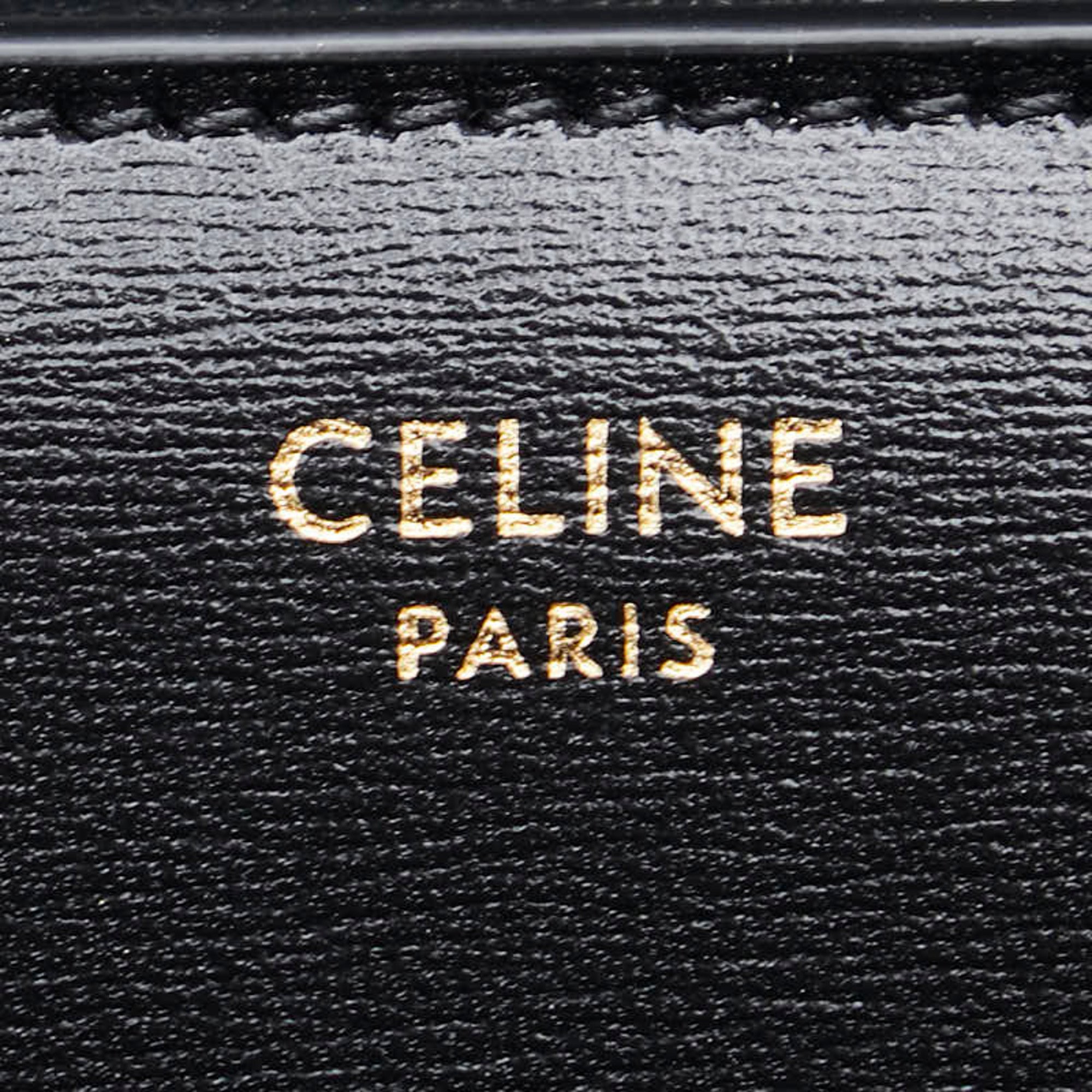 Celine Triomphe Bi-fold Wallet Black Gold Leather Women's CELINE