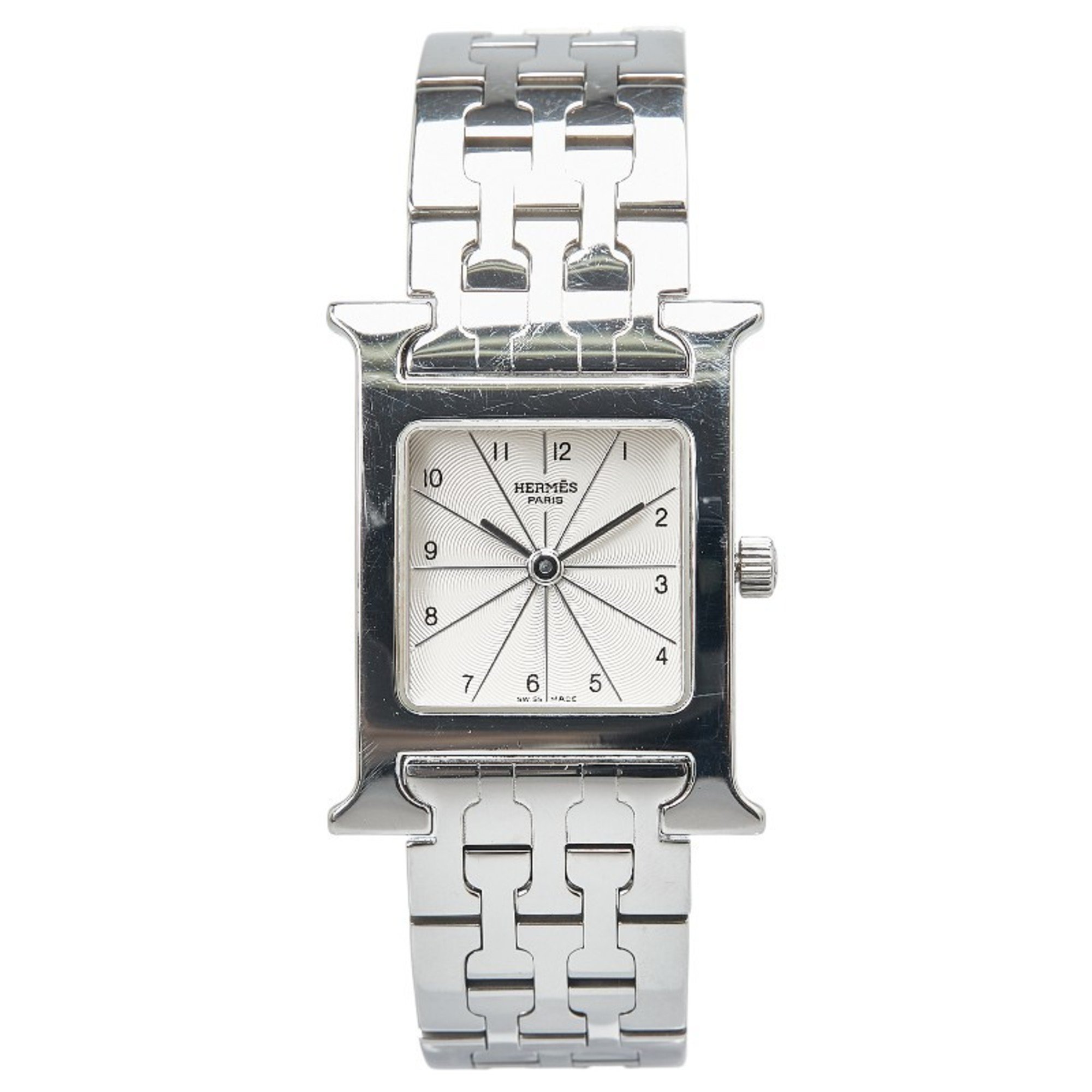 Hermes H Watch Wristwatch HH1.210 Quartz White Dial Stainless Steel Ladies HERMES