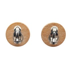 Hermes Serie Earrings Beige Silver Wood Metal Women's HERMES