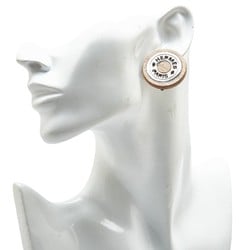 Hermes Serie Earrings Beige Silver Wood Metal Women's HERMES