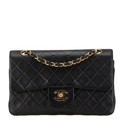 Chanel Matelasse 23 Coco Mark Double Flap Chain Shoulder Bag Handbag Black Lambskin Women's CHANEL