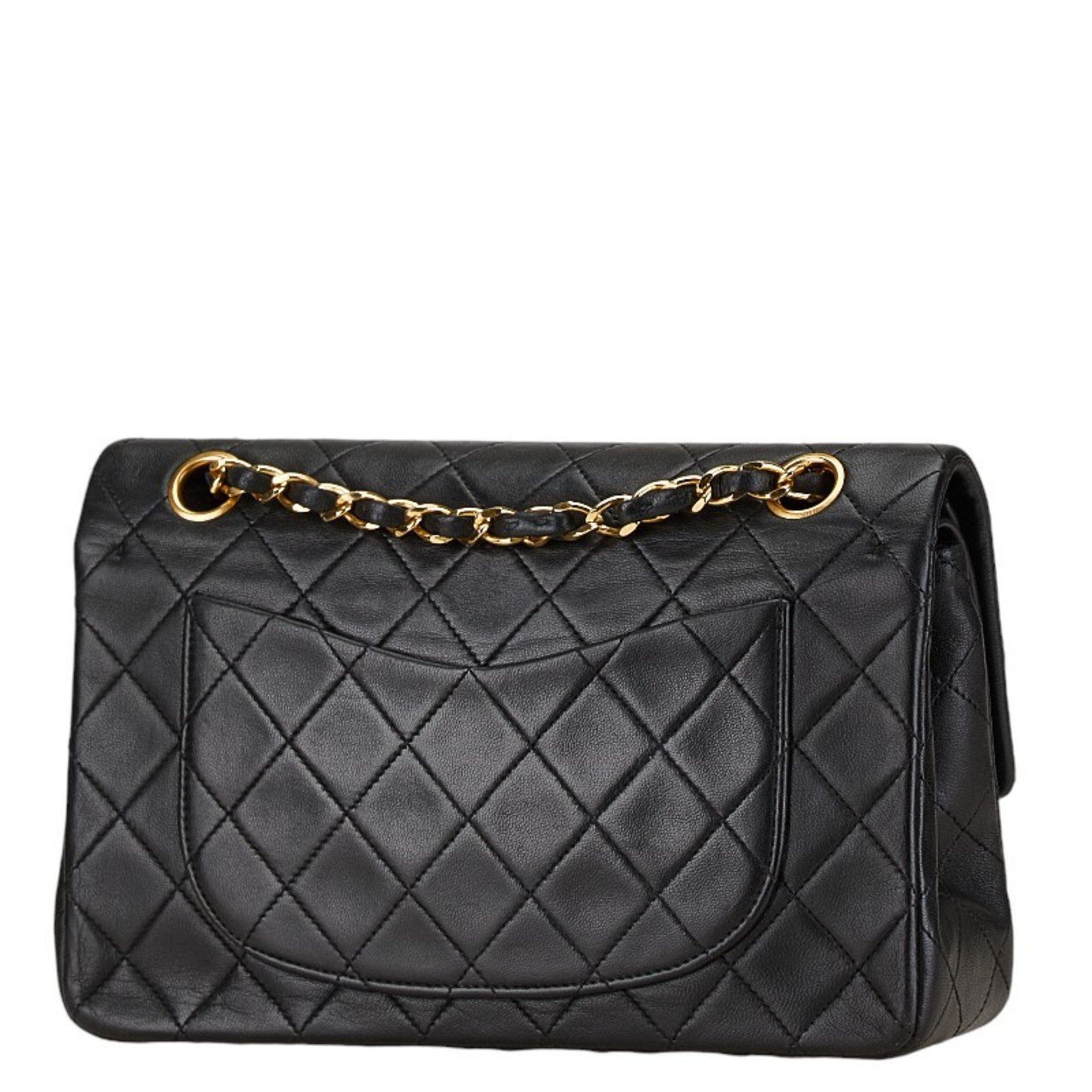 Chanel Matelasse 23 Coco Mark Double Flap Chain Shoulder Bag Handbag Black Lambskin Women's CHANEL