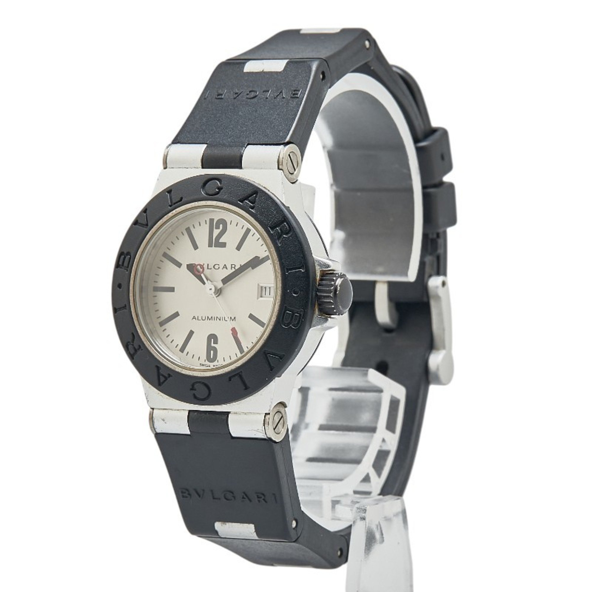 BVLGARI Watch AL29TA Quartz Silver Dial Rubber Alum Ladies