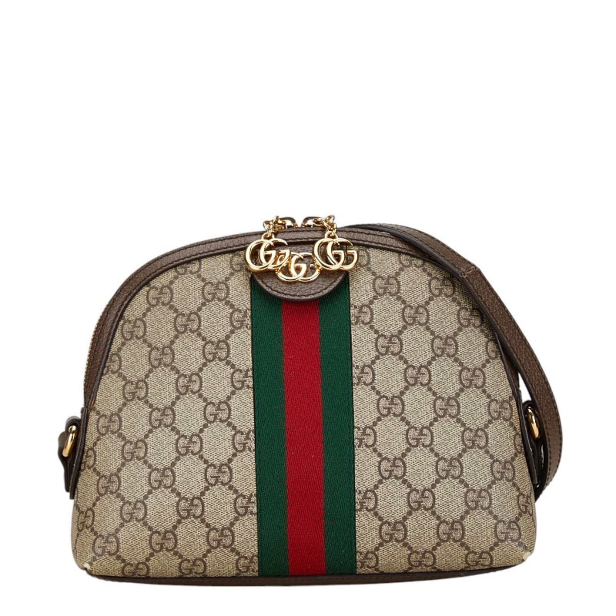 Gucci GG Supreme Ophidia Sherry Line Shoulder Bag 499621 Khaki Brown PVC Leather Women's GUCCI