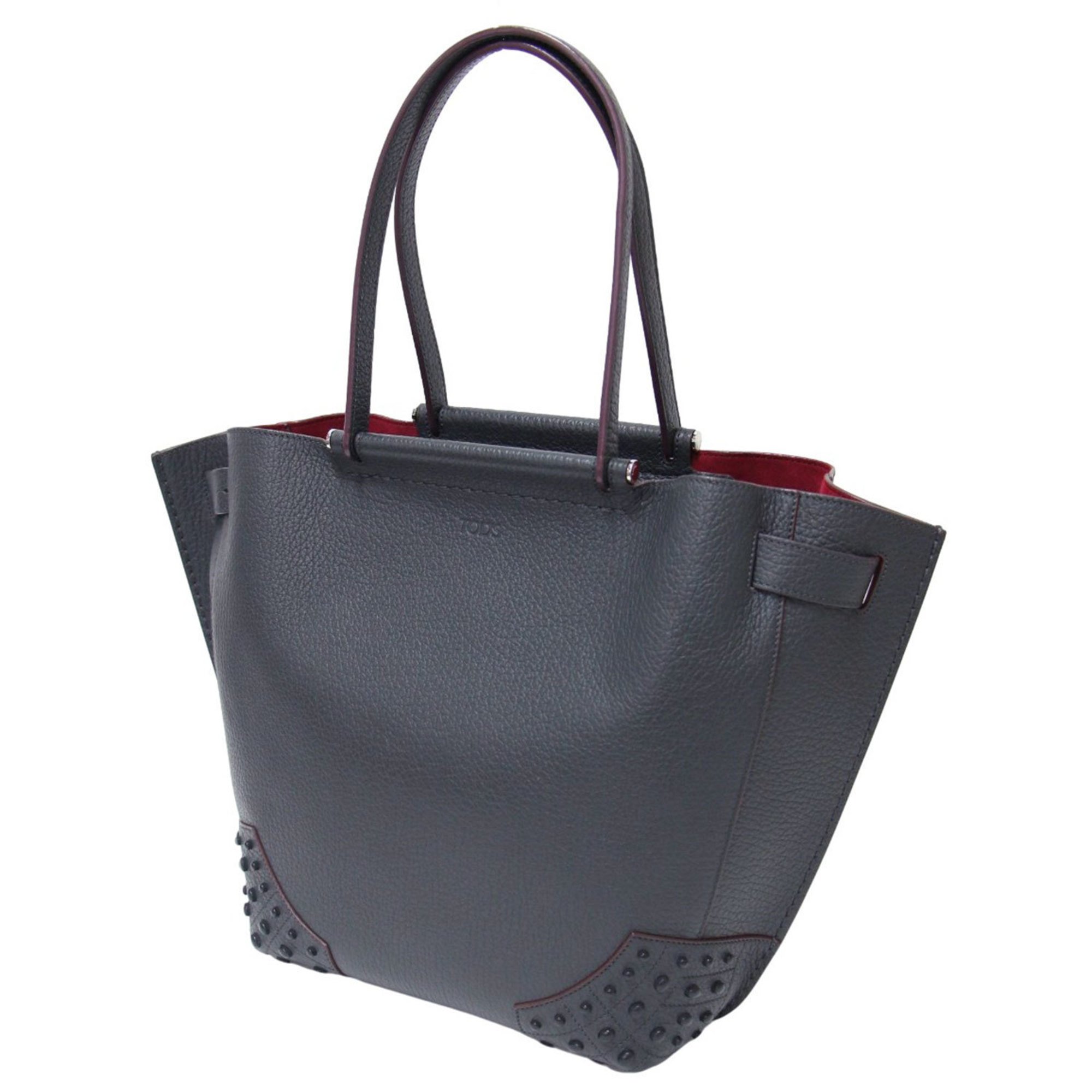 Tod's TODS Leather Wave Tote Bag Shoulder Color WAVE Charcoal Gray Women's