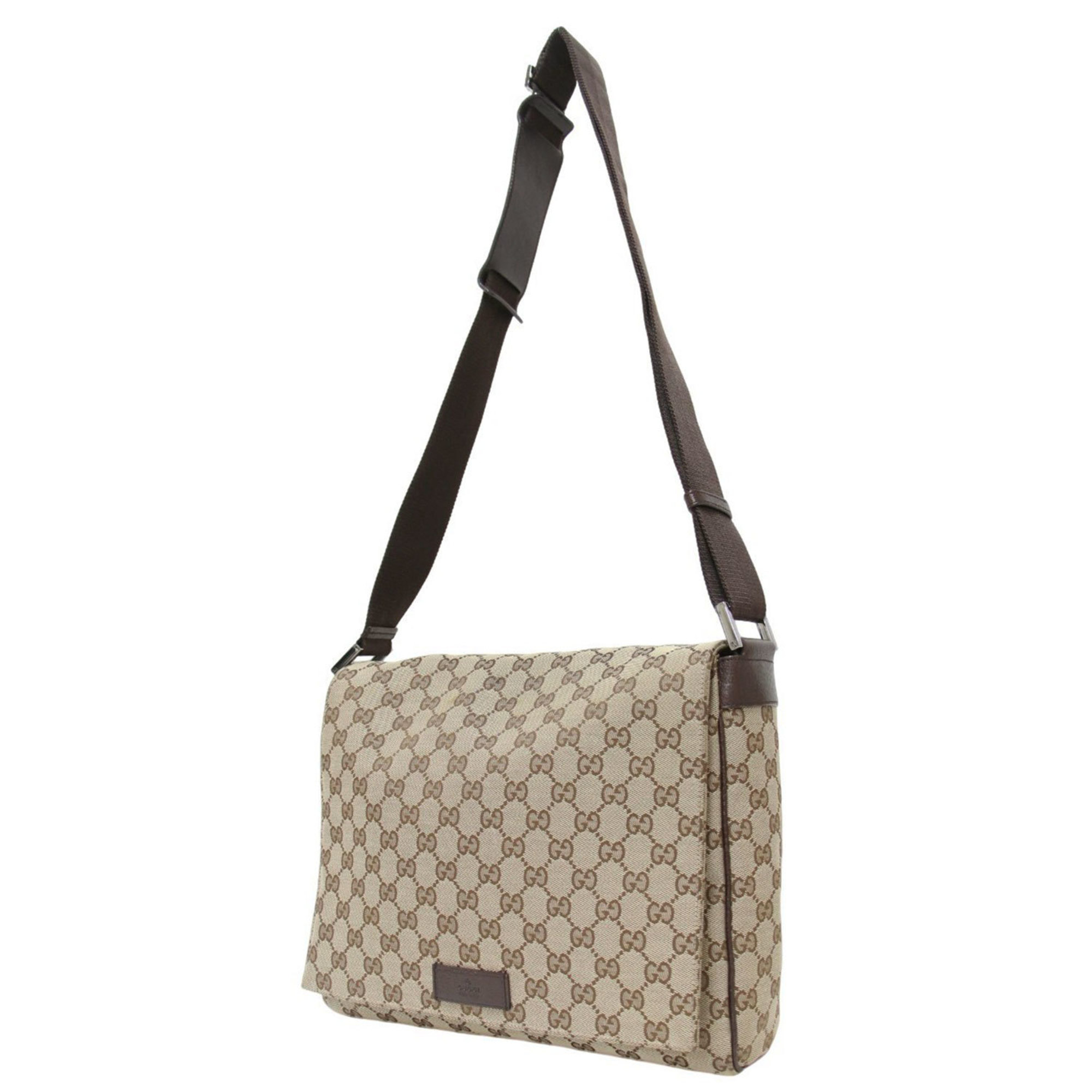 GUCCI GG pattern shoulder bag 146236 canvas leather brown ladies