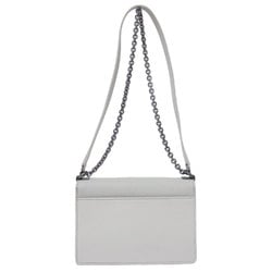 FURLA MIMI Crossbody Bag Shoulder Leather Chain Bicolor Light Gray White Women's