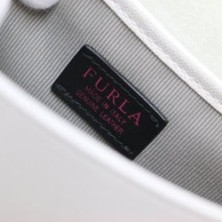 FURLA MIMI Crossbody Bag Shoulder Leather Chain Bicolor Light Gray White Women's