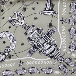 HERMES Silk Bandana 55 Chorus Stellarum Scarf Muffler Khaki Women's