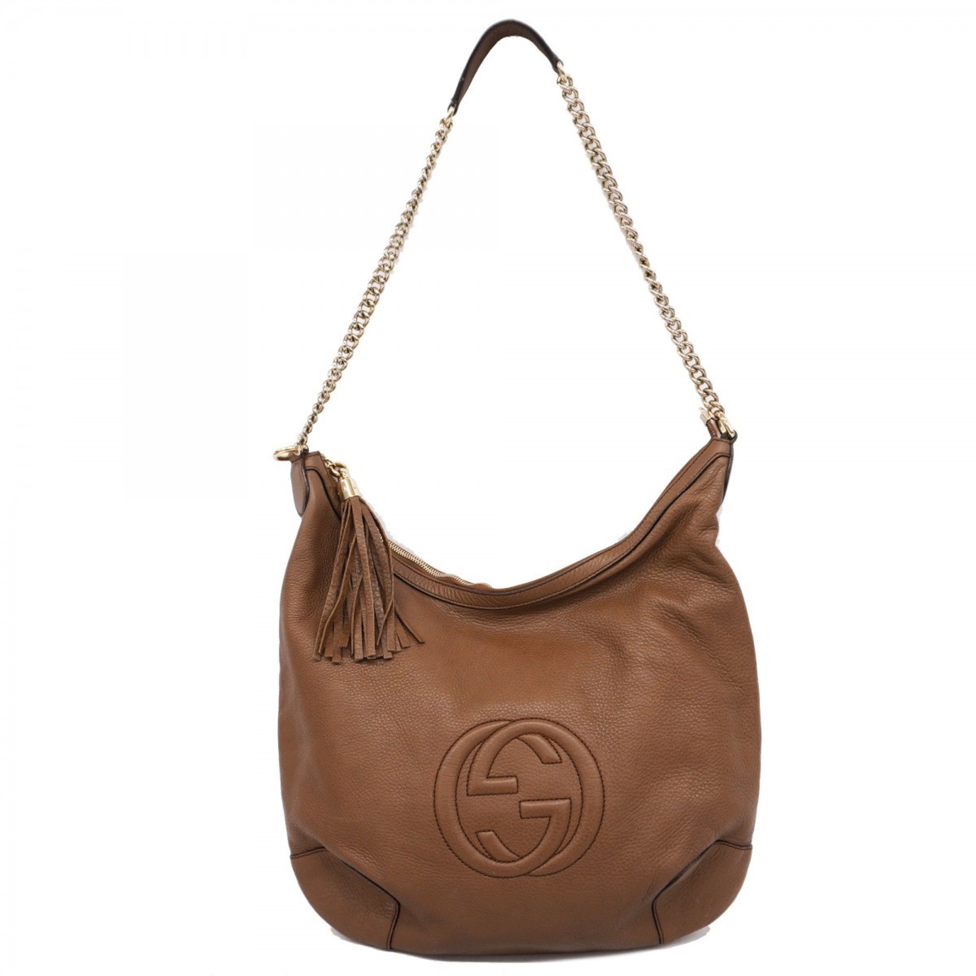 Gucci Shoulder Bag Soho 308981 Leather Brown Champagne Ladies