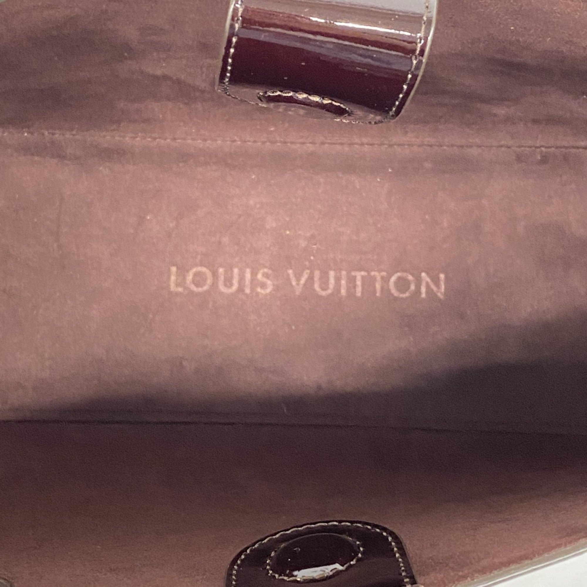 Louis Vuitton Tote Bag Vernis Long Beach MM M90475 Amaranth Women's