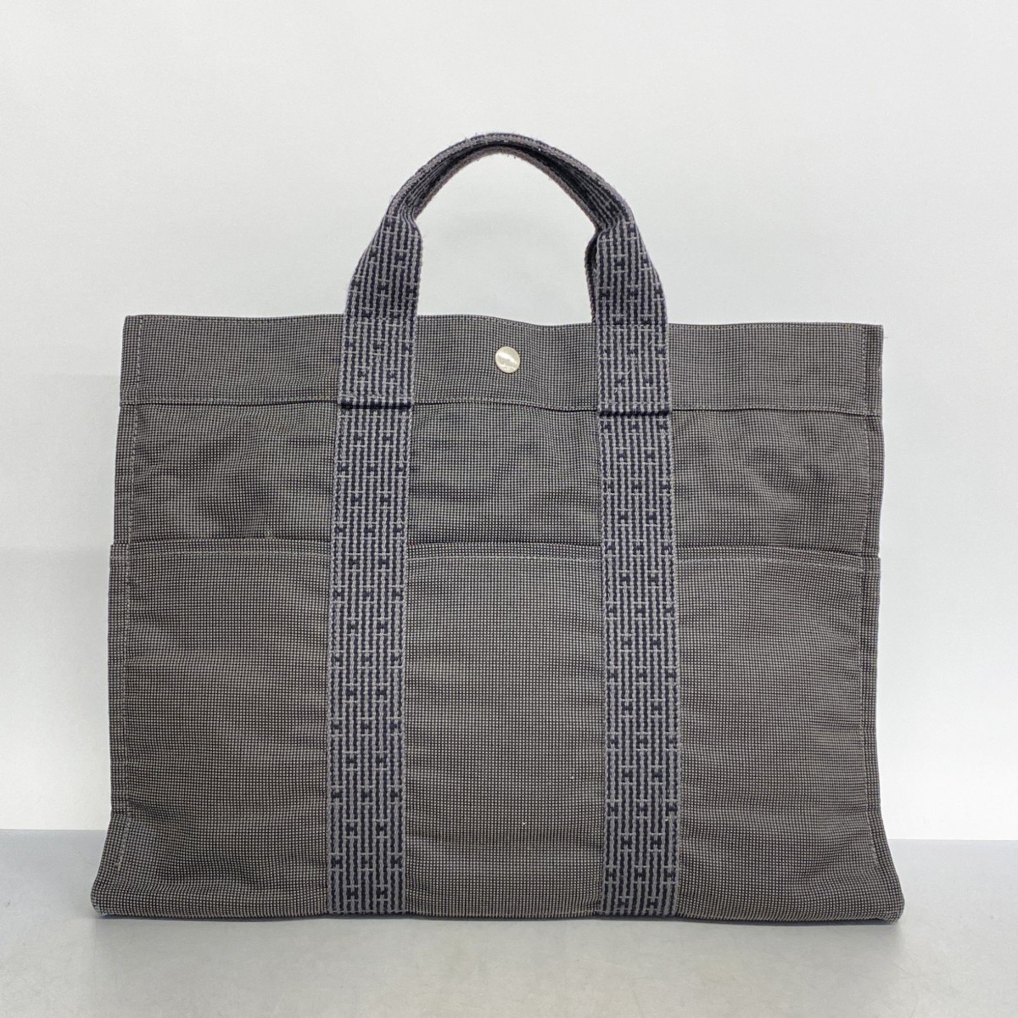 Hermes Tote Bag Air Line MM Canvas Grey Women's