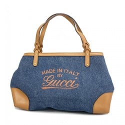 Gucci Tote Bag Craft 348715 Denim Blue Brown Women's