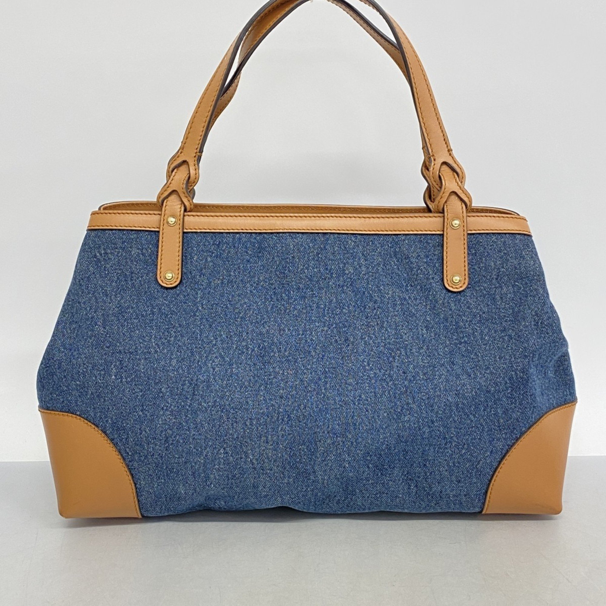 Gucci Tote Bag Craft 348715 Denim Blue Brown Women's