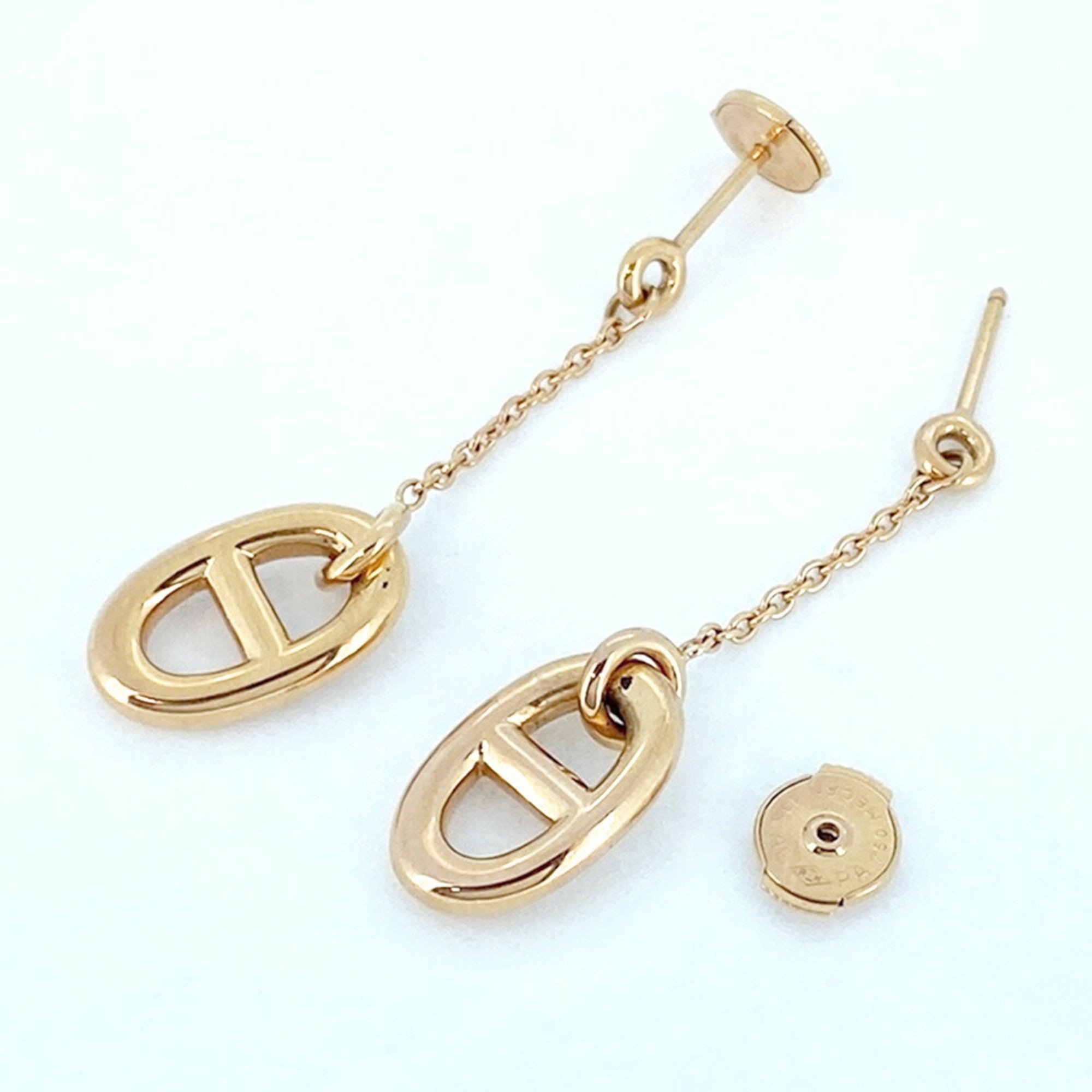 Hermes Earrings Chaine d'Ancre Farandoule K18PG Pink Gold Ladies