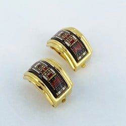 Hermes Earrings, enamel, GP plating, cloisonné, gold, multi-color, for women