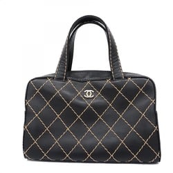 CHANEL Handbag Wild Stitch Lambskin Black Ladies