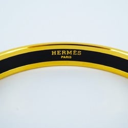 Hermes Bangle, Enamel PM, GP Plating, Cloisonne, Gold, Grey, Women's