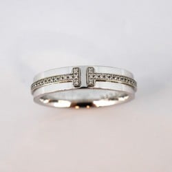 Tiffany Ring T Narrow Diamond K18WG White Gold Size 16.5 Men's