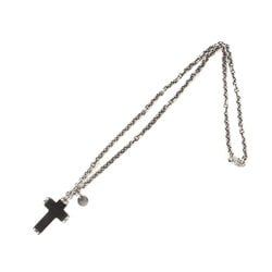 GUCCI Gucci Cross Motif Wood Ebony Chain Necklace Ag925 Black Silver Men's