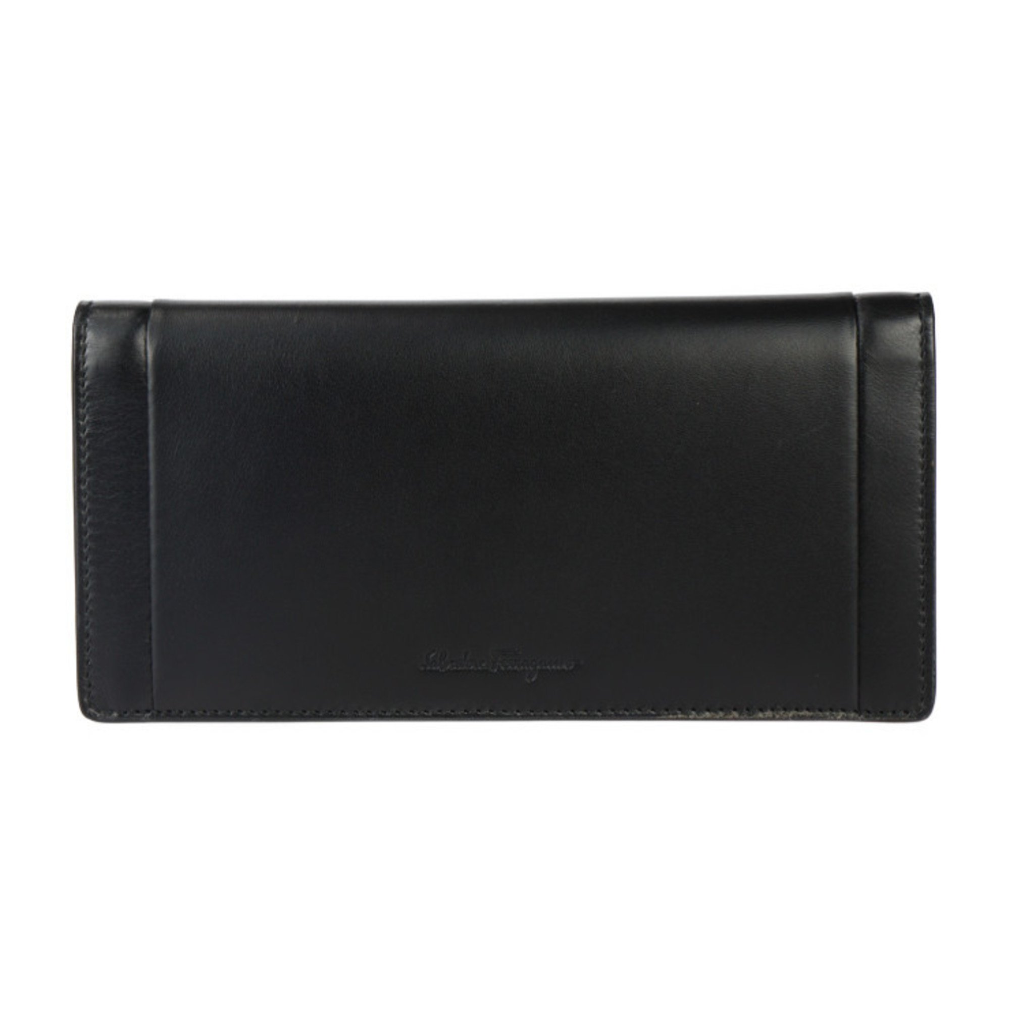 Salvatore Ferragamo Bi-fold Wallet Long 66 6013 Calf Leather Black