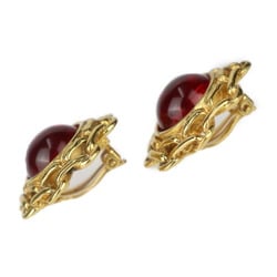 CHANEL Chanel Gripoa Round Earrings - Metal Bijou Gold Red Ear Clip-on