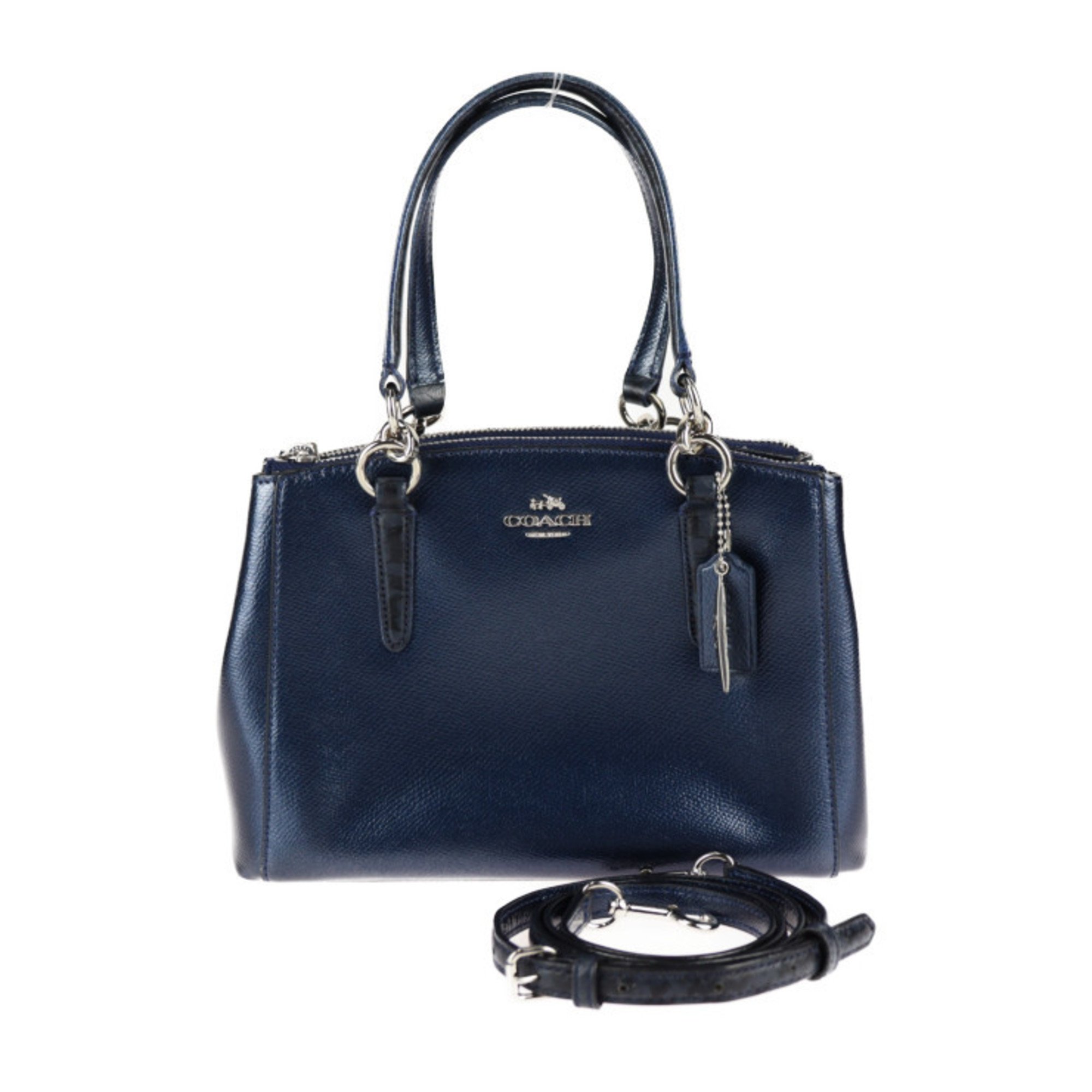 COACH Christy handbag F55515 leather metallic blue shoulder bag