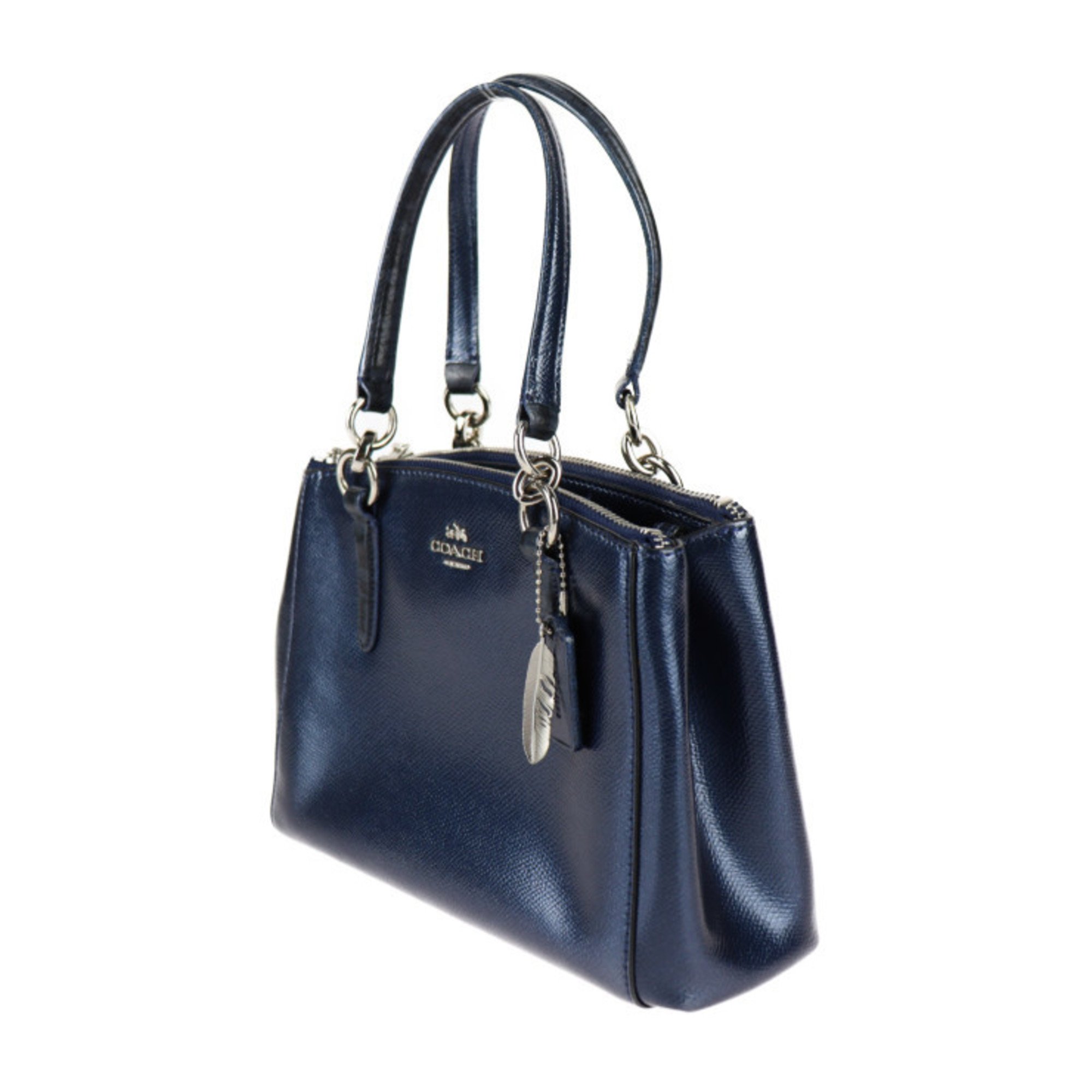 COACH Christy handbag F55515 leather metallic blue shoulder bag