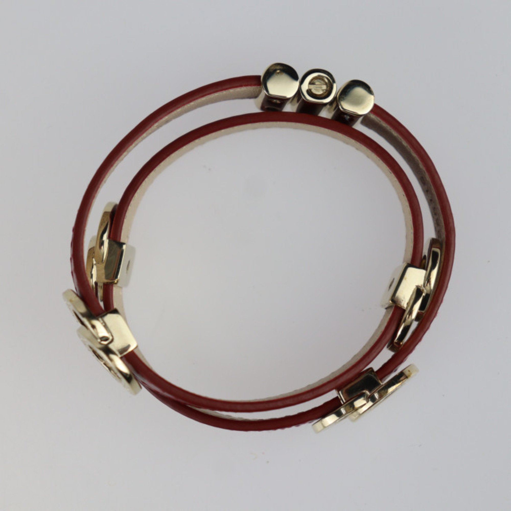 BVLGARI Bvlgari Doppiotondo Double Coil Bracelet 285116 Leather Bordeaux Layer