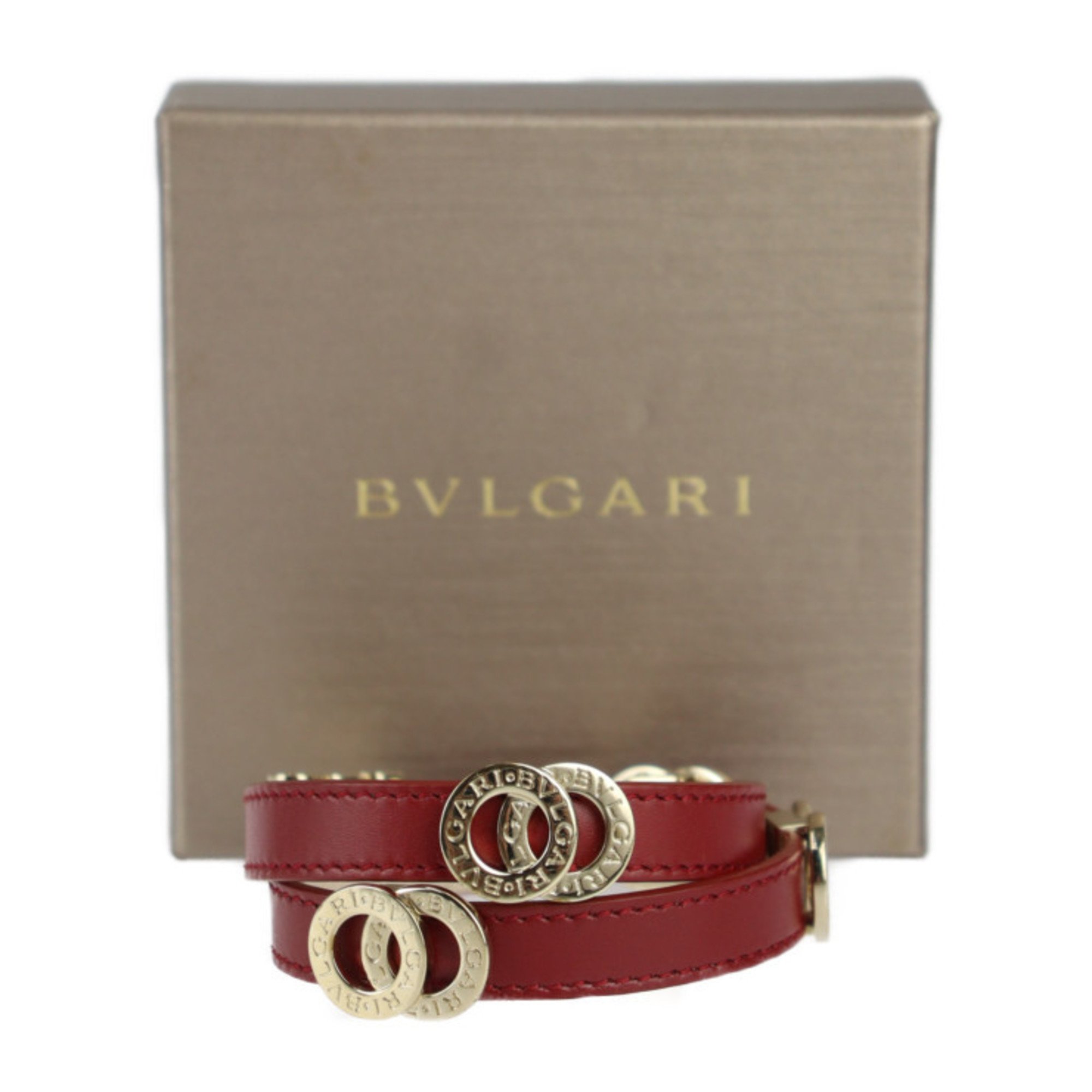 BVLGARI Bvlgari Doppiotondo Double Coil Bracelet 285116 Leather Bordeaux Layer