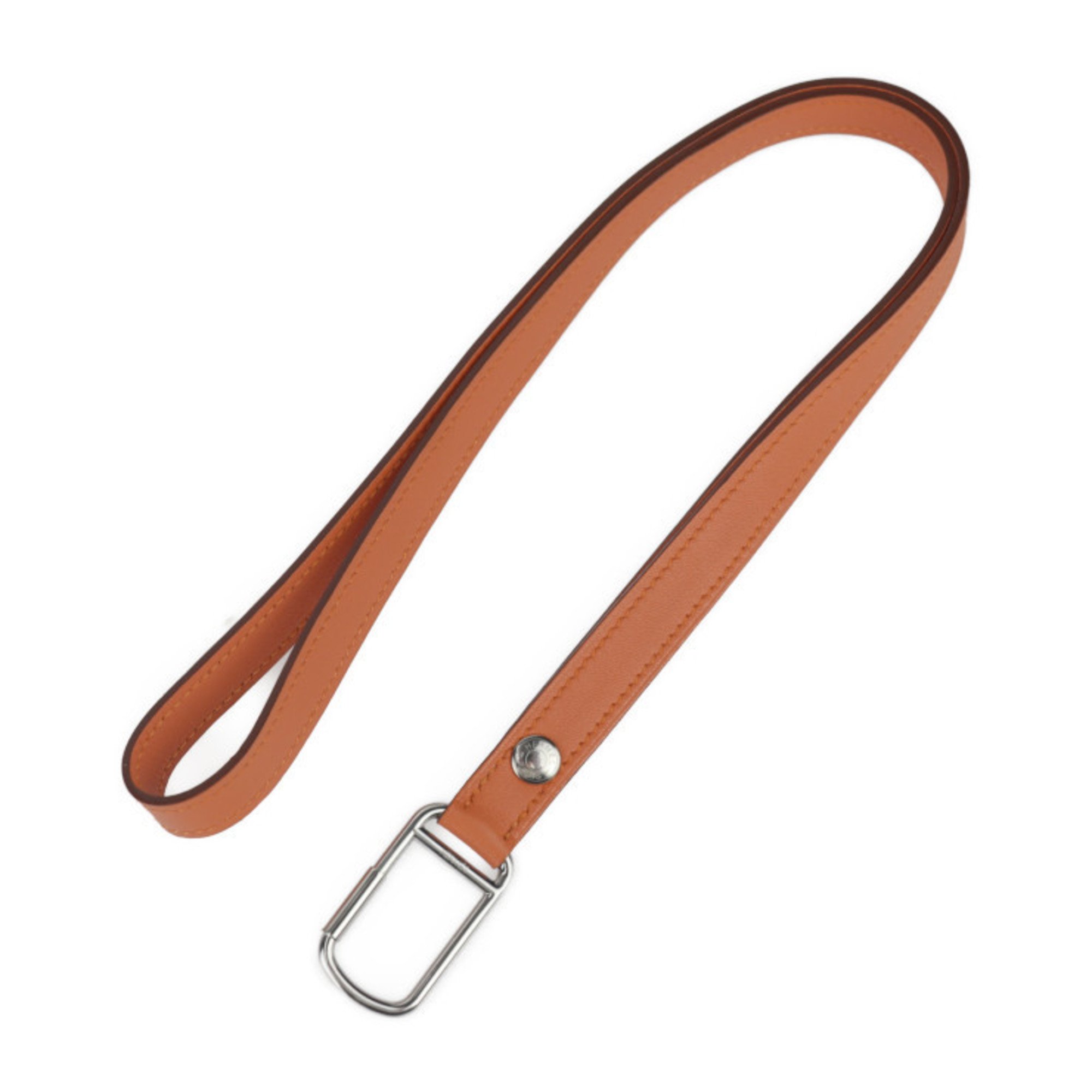 HERMES Hermes Neck Strap Serie Necklace - Leather Orange Long Total Length 43cm Hook Type □Q Engraved