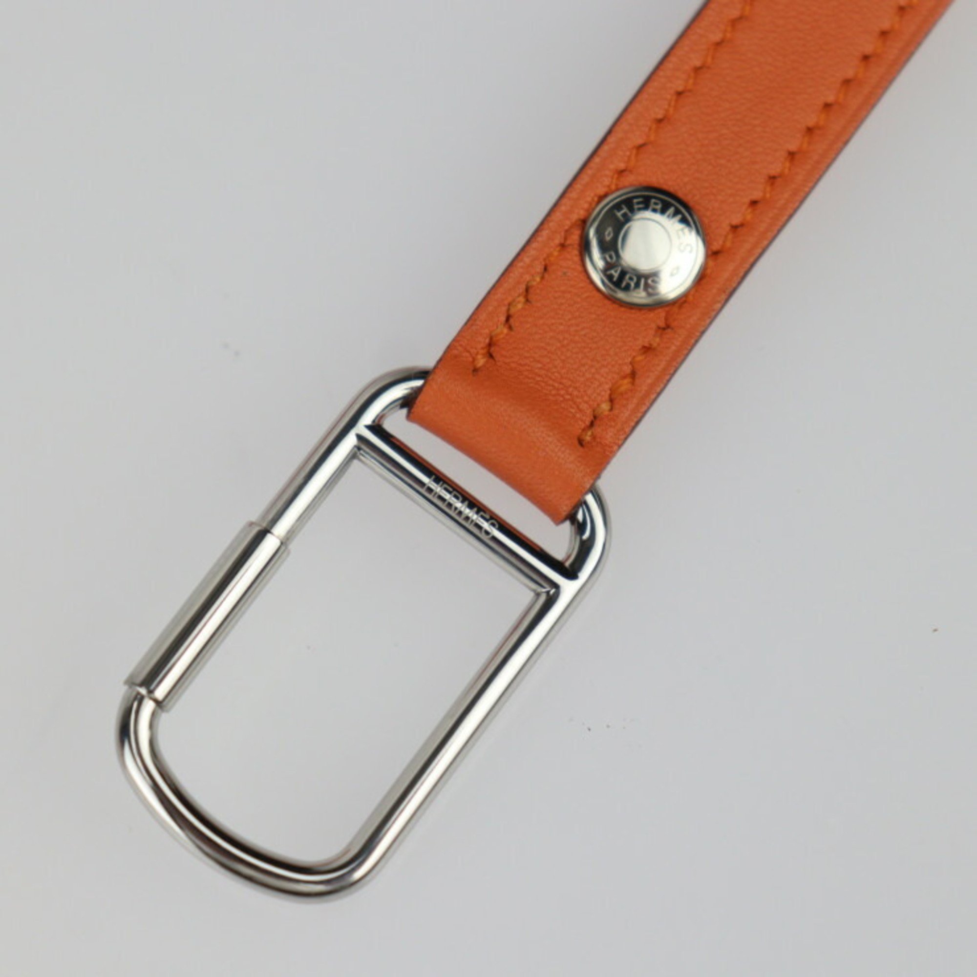 HERMES Hermes Neck Strap Serie Necklace - Leather Orange Long Total Length 43cm Hook Type □Q Engraved