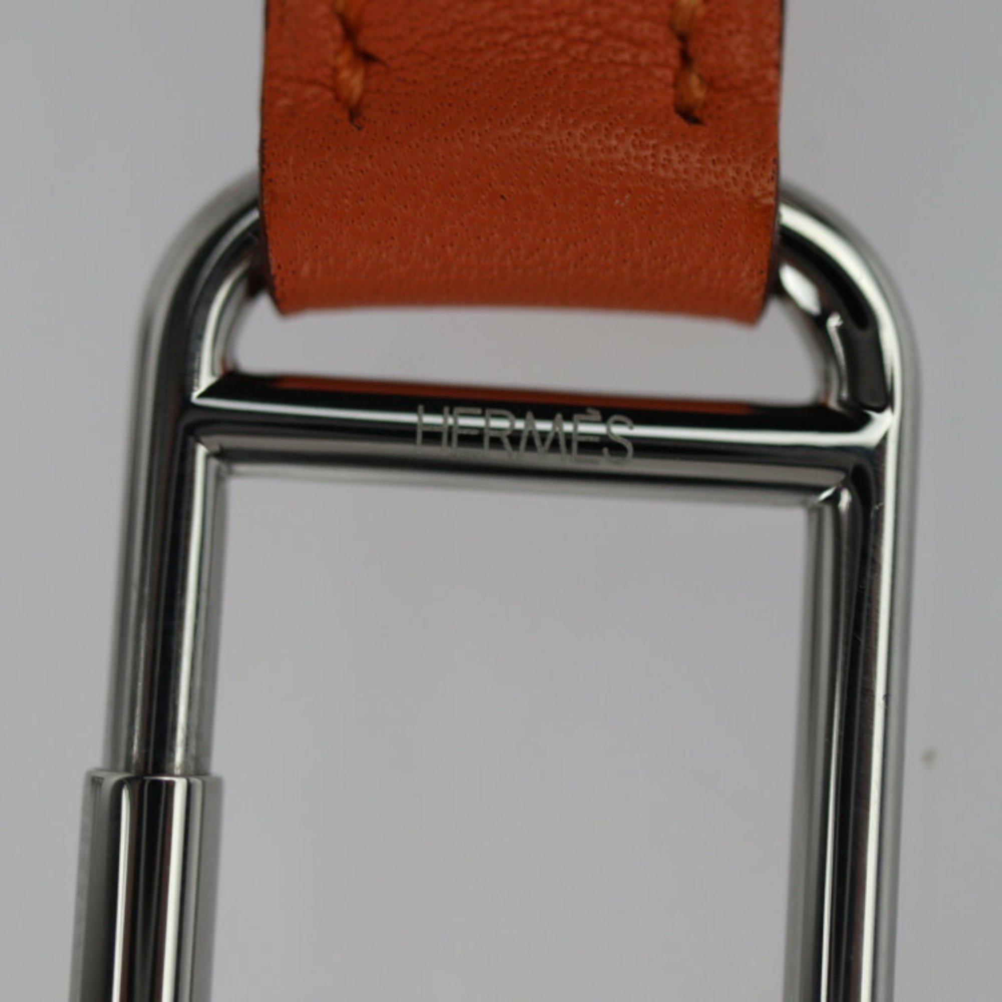 HERMES Hermes Neck Strap Serie Necklace - Leather Orange Long Total Length 43cm Hook Type □Q Engraved