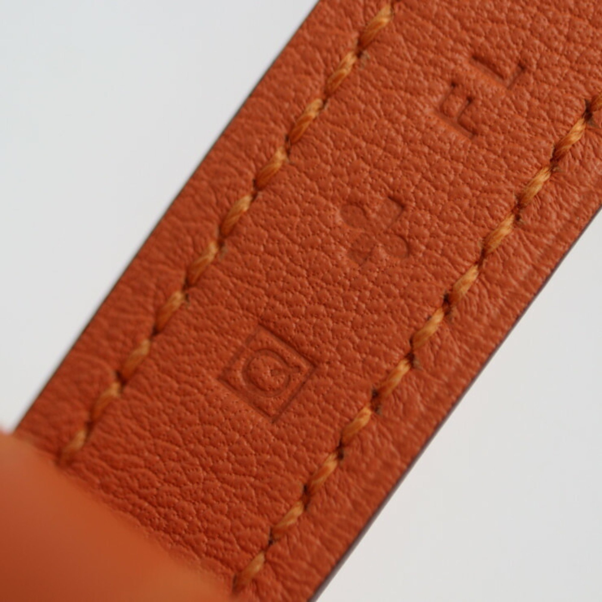 HERMES Hermes Neck Strap Serie Necklace - Leather Orange Long Total Length 43cm Hook Type □Q Engraved