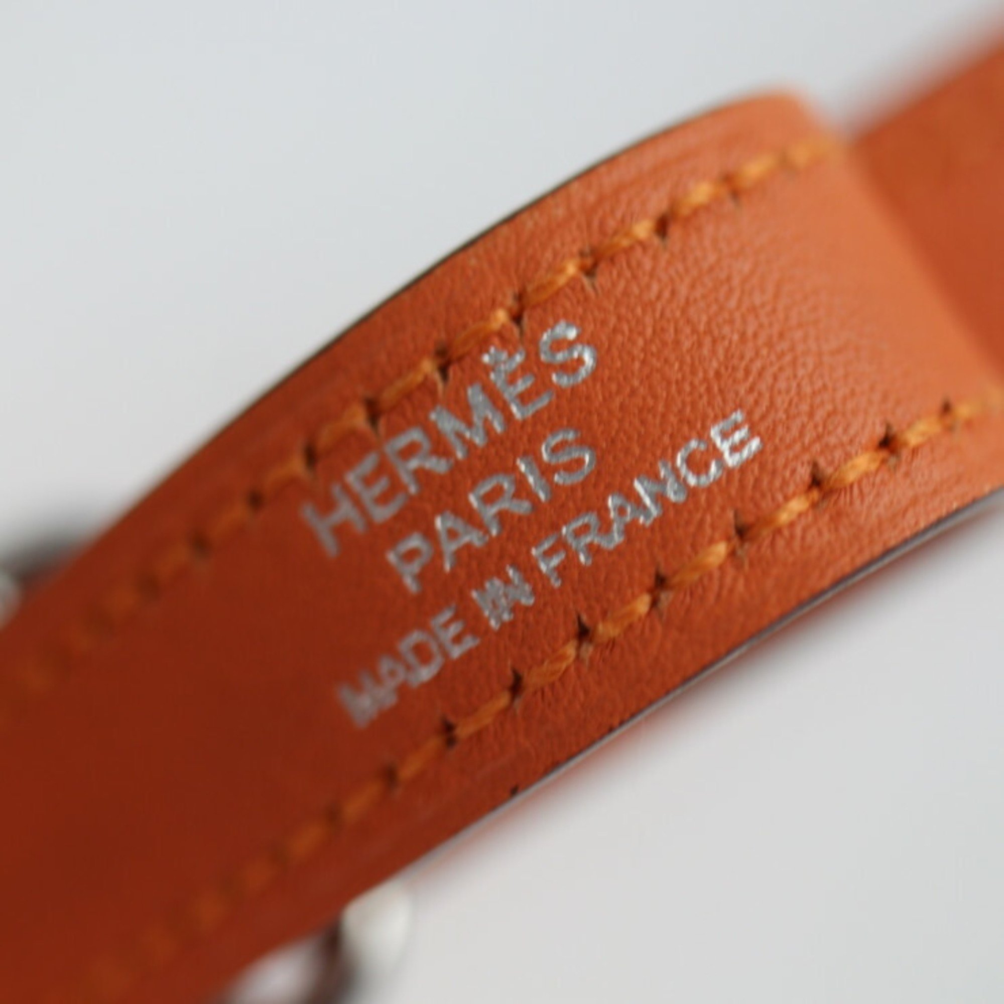 HERMES Hermes Neck Strap Serie Necklace - Leather Orange Long Total Length 43cm Hook Type □Q Engraved