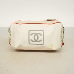 Chanel shoulder bag sports nylon vinyl grey white ladies