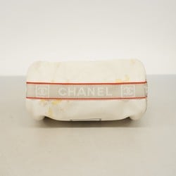 Chanel shoulder bag sports nylon vinyl grey white ladies