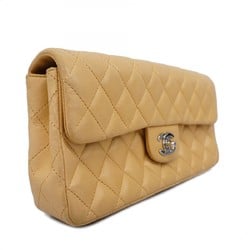 Chanel Shoulder Bag Matelasse Lambskin Beige Women's