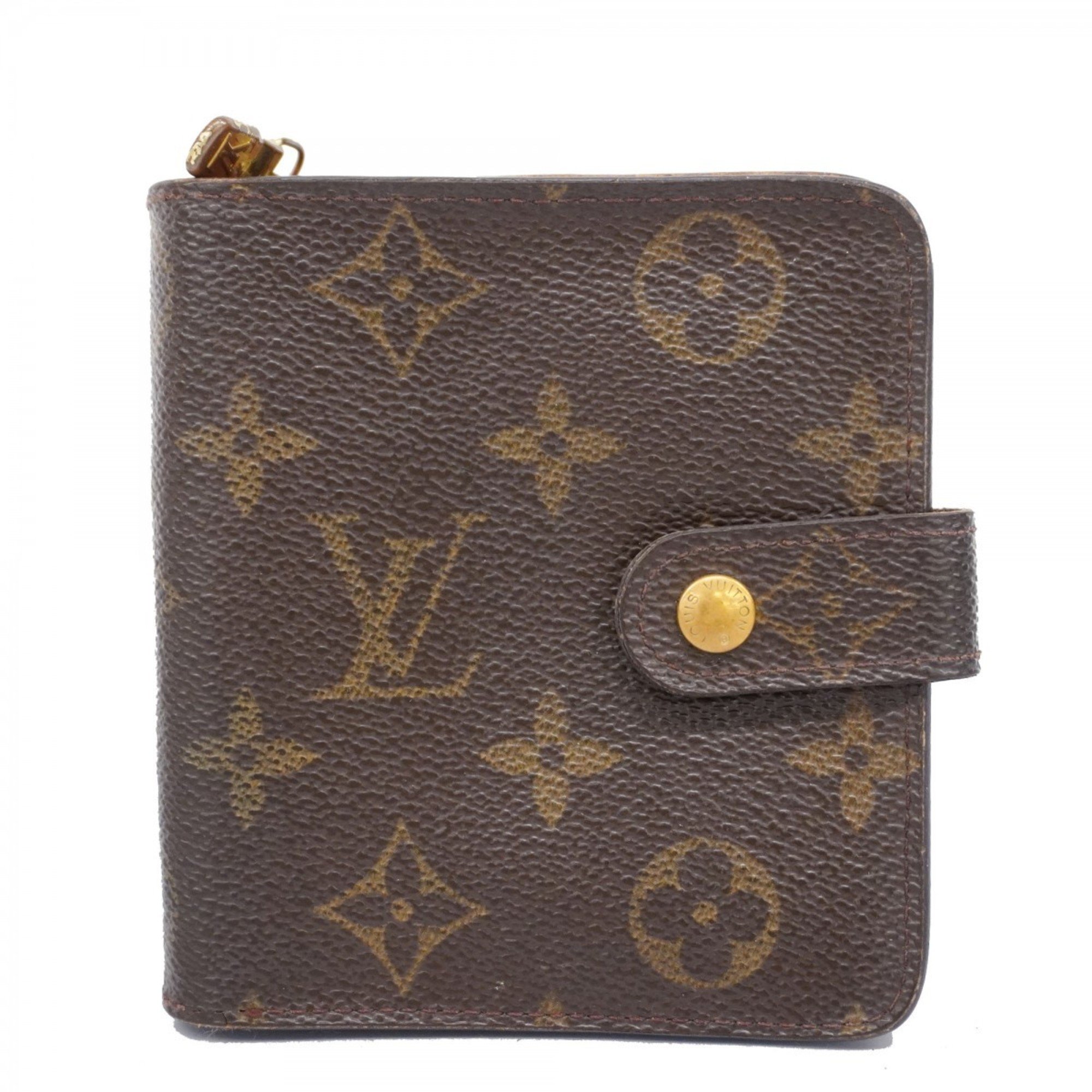 Louis Vuitton Wallet Monogram Compact Zip M61667 Brown Men's Women's