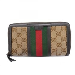 Gucci Long Wallet GG Canvas Sherry Line 406754 Brown Champagne Women's