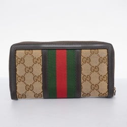 Gucci Long Wallet GG Canvas Sherry Line 406754 Brown Champagne Women's