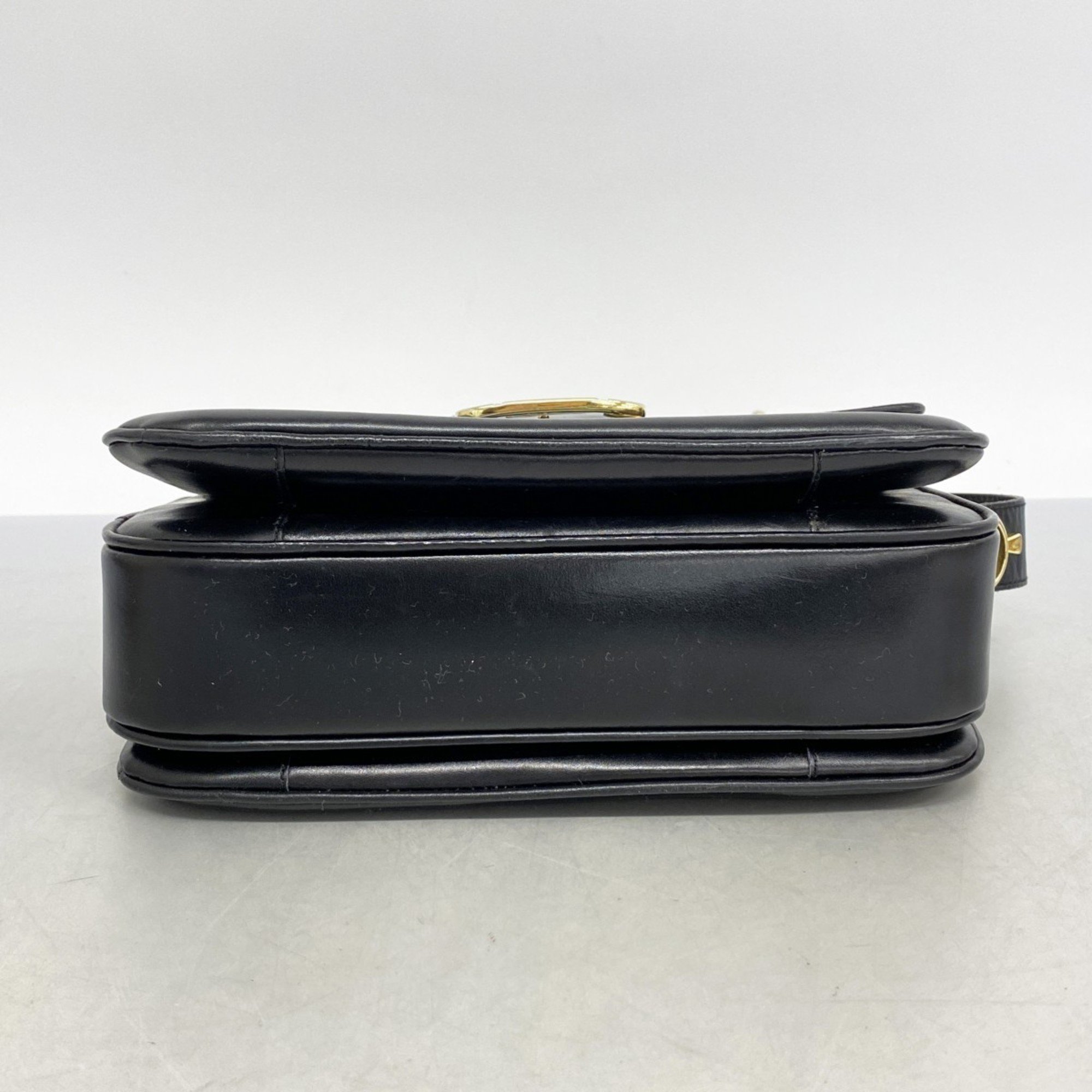 Celine Shoulder Bag, Carriage Hardware, Leather, Black, Women's